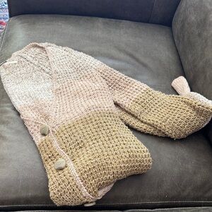 Oversized Free People Beige and Cream Knit Top